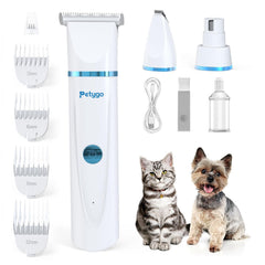 PETYGO 3-in-1 grooming kit closeup shows versatile home grooming for dogs and cats.