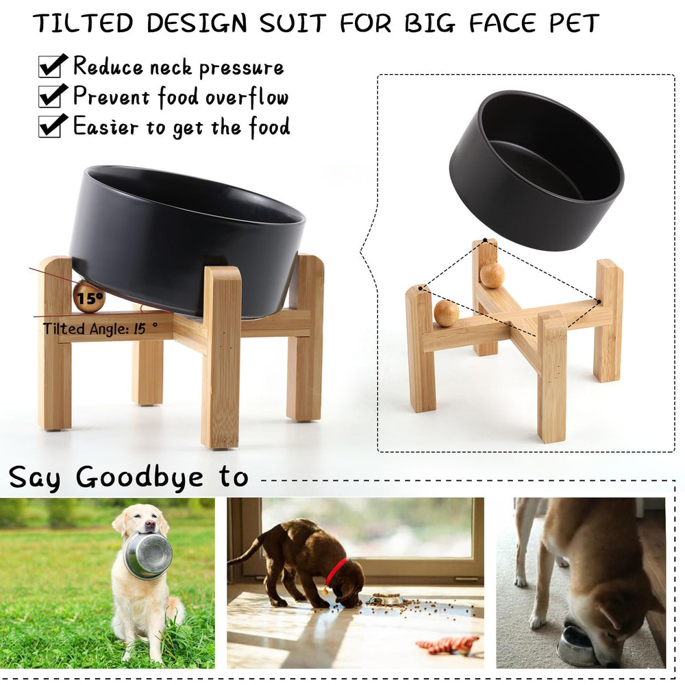 Petygooing wood stand showcases a modern design, keeping bowls stable during meals.