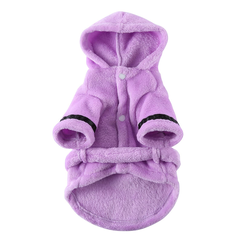 Petyoung hooded puppy bathrobe demonstrates cozy coverage after baths