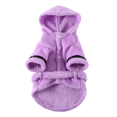 Petyoung hooded puppy bathrobe demonstrates cozy coverage after baths