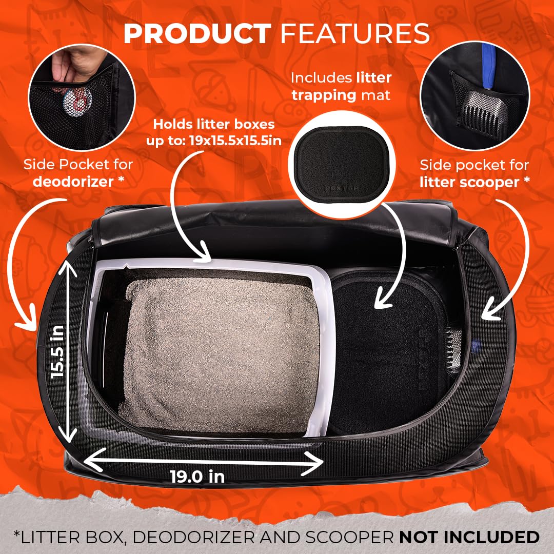 PEXTER cat litter box enclosure dog-proof guard prevents canine interruption