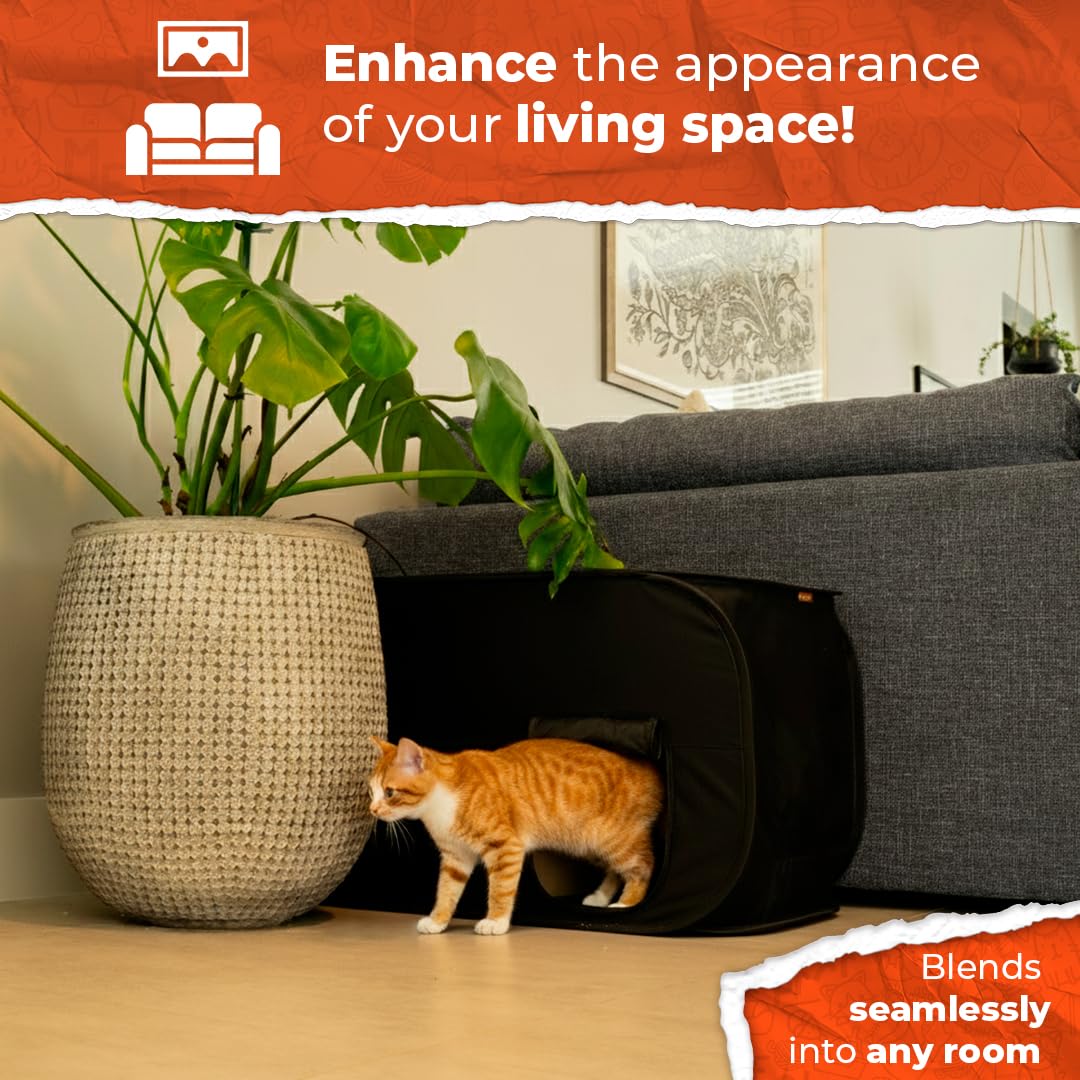 PEXTER cat litter box enclosure foldable-portable design supports storage or travel