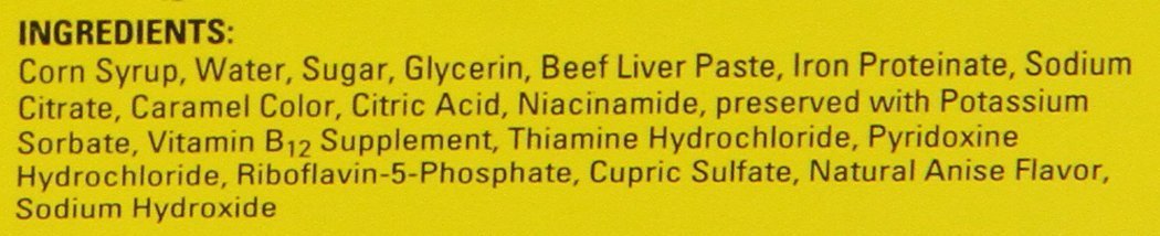Pfizer Animal Pet Tinic label close-up highlighting vitamins and minerals