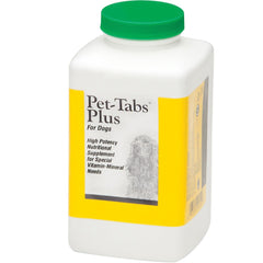 Pfizer Pet-Tabs Plus for Dogs bottle showing palatable tablets for stress and energy support
