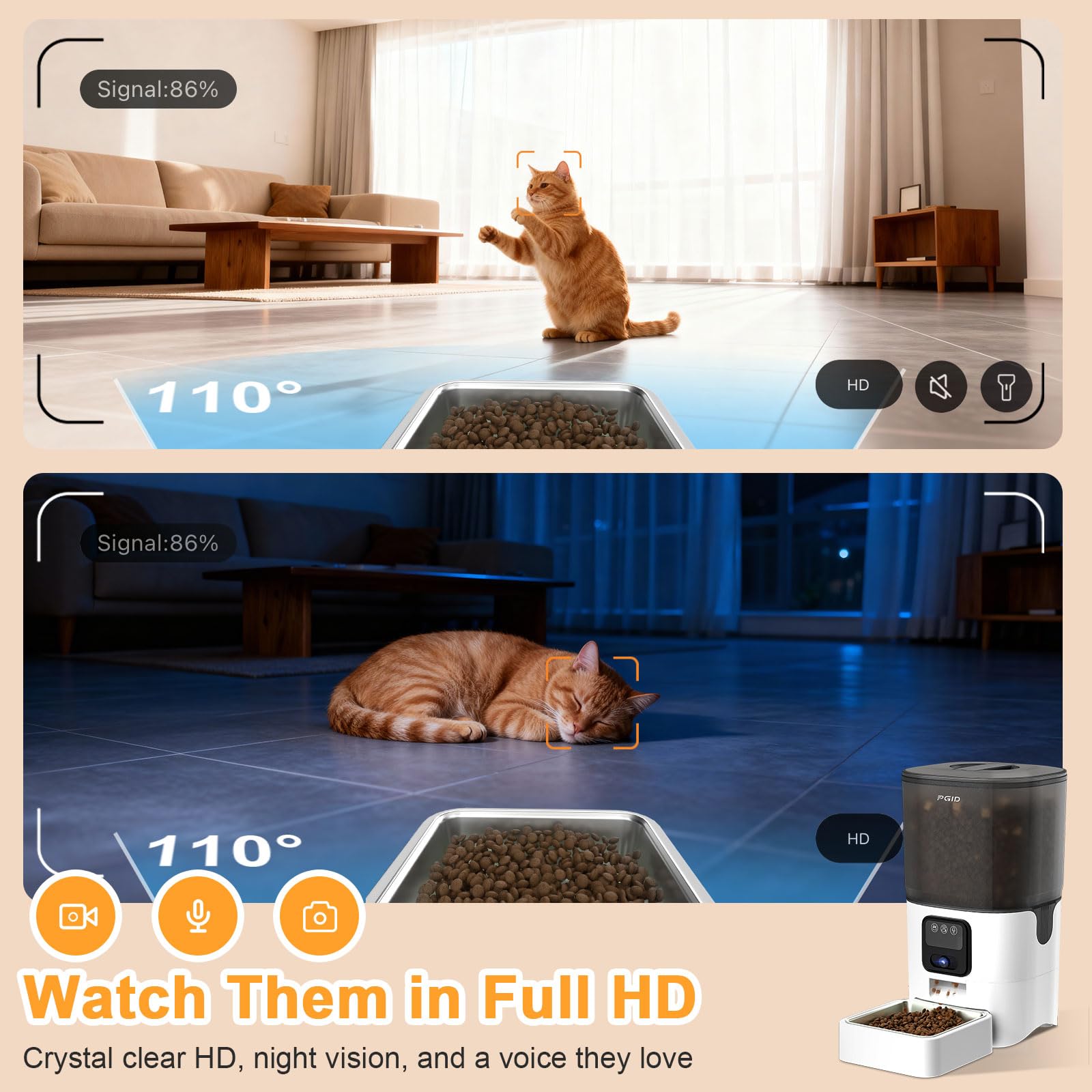 PGID feeder night vision enables nighttime pet checks with video