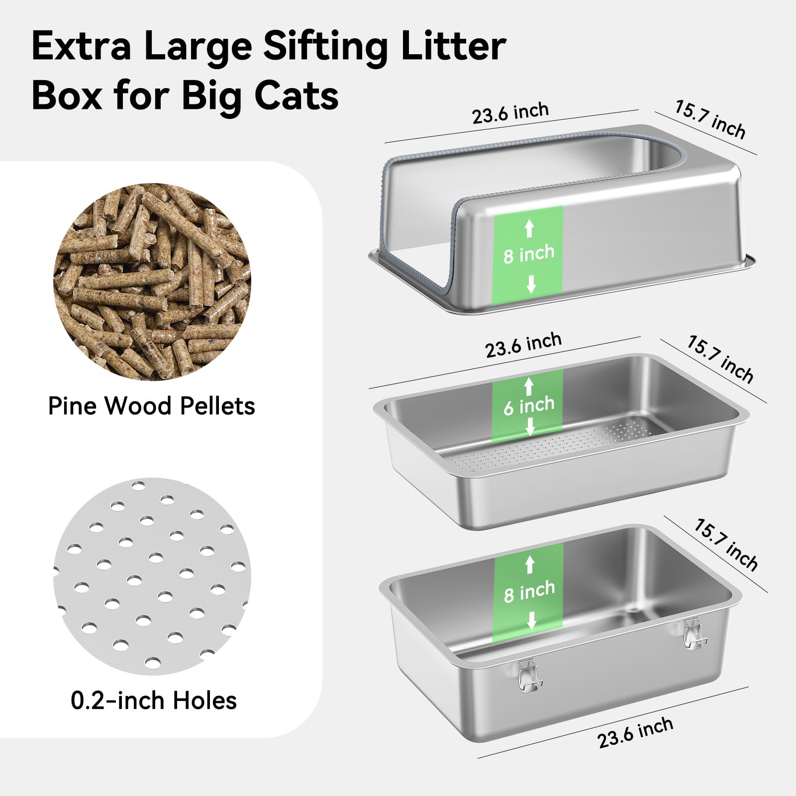 Phafariy bottom pan and sifting pan enabling clean floors by reducing tracking