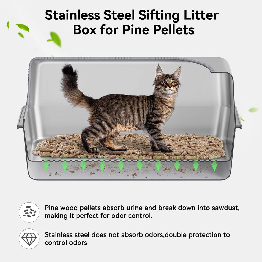 Phafariy stainless steel litter box highlighting odor control and durable material for busy homes