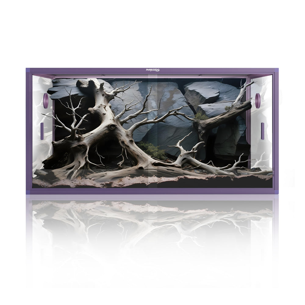 Phailozoo 120G Bearded Dragon Tank front view highlighting spacious, safe enclosure for easy viewing