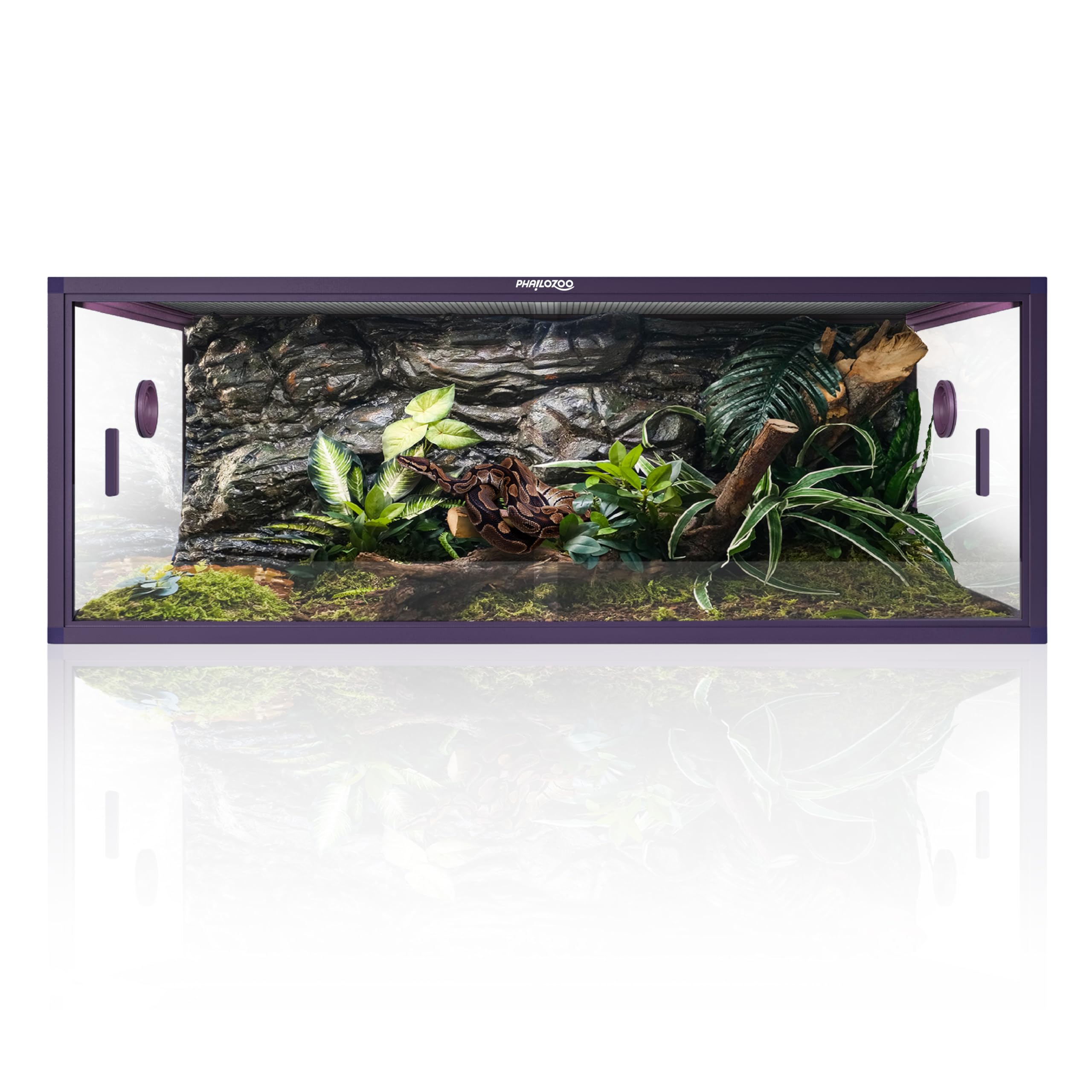 Phailozoo 85 gallon tank front view with easy-access front opening for maintenance.