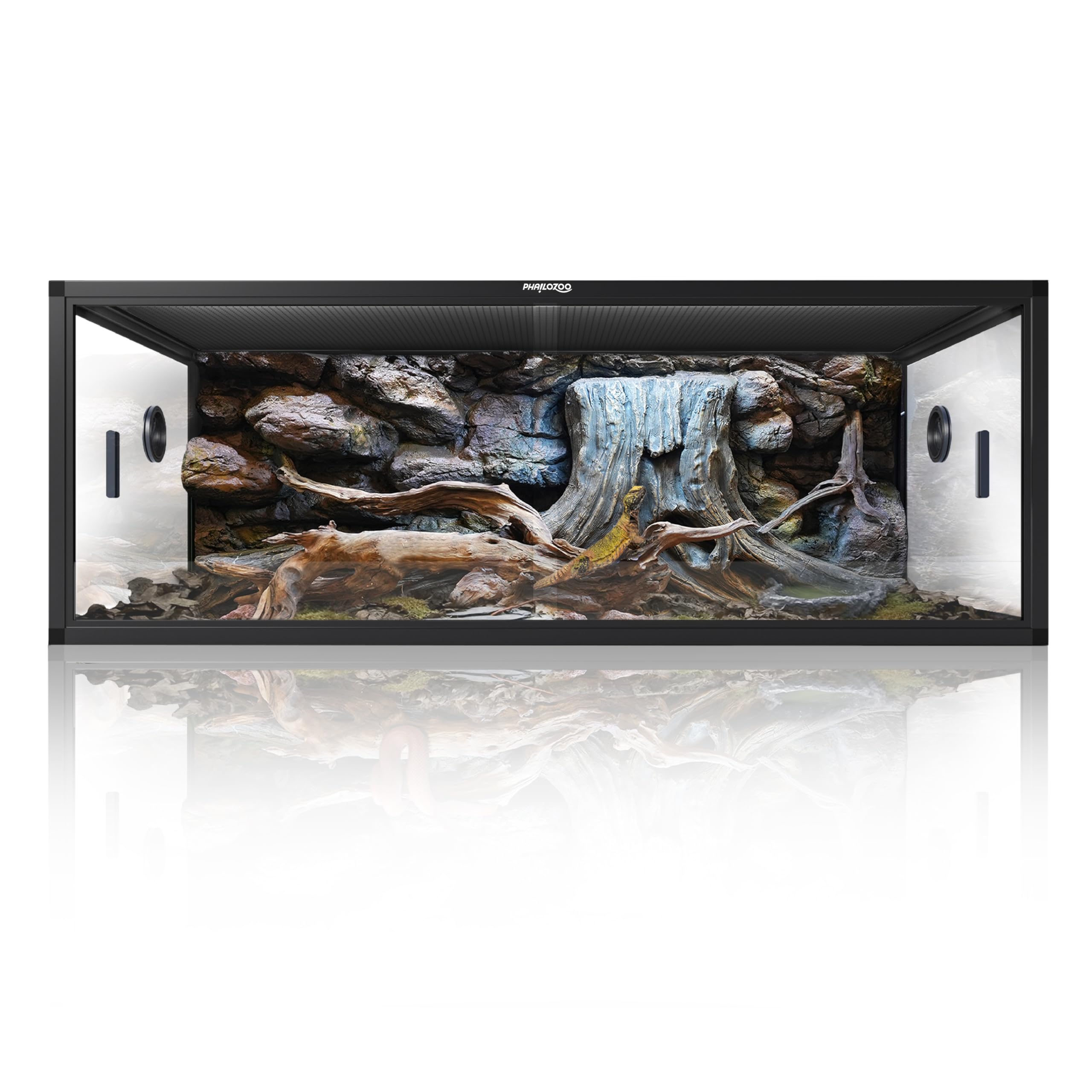 Phailozoo 85 gallon front-opening tank enables easy feeding and cleaning