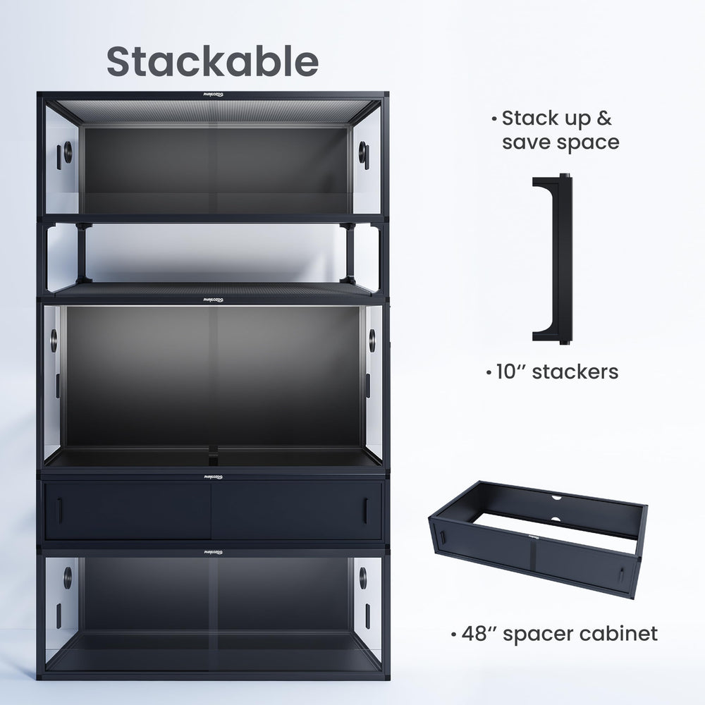 Phailozoo compatible accessories image emphasizes flexible setup with heat lamps