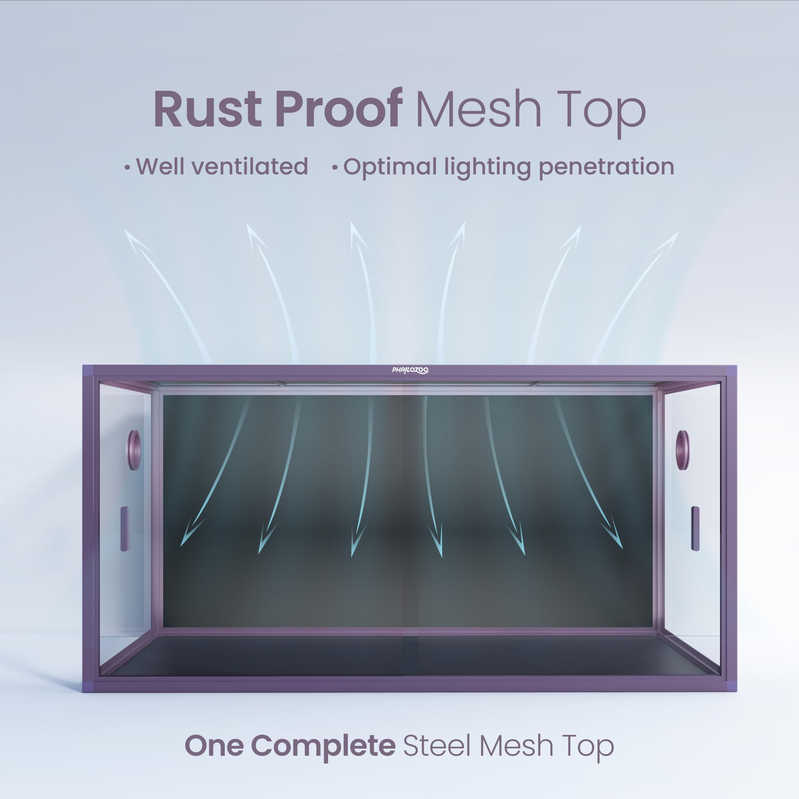 Phailozoo top screen ventilation improves airflow and light for healthier habitat