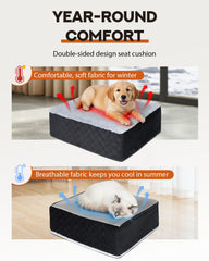 PHCOHIDO dog car seat with all-season cushion for year-round comfort.