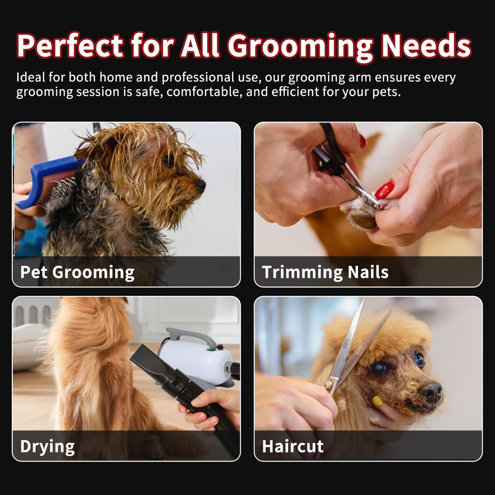 Phenfor three-hook arm angled at 93 degrees for efficient grooming.
