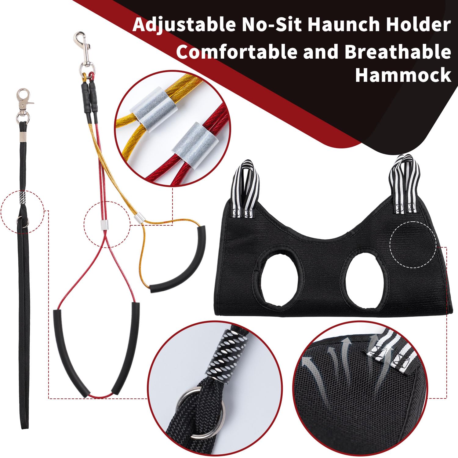 Phenfor grooming table arm clamp detail showing heavy-duty grip for thick tables.