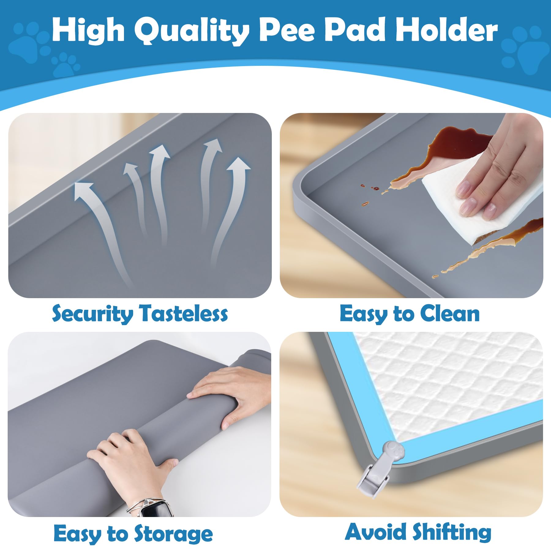 Phepetroll dog-potty-tray-easy-clean shows quick wipe-down after use.