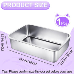 Phepetroll stainless steel cat litter box side view shows sturdy construction for stability.