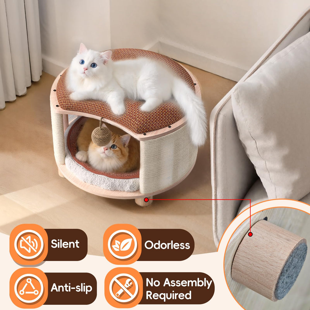 PHIXBEAR solid wood cats house stool fleece blanket adds extra warmth
