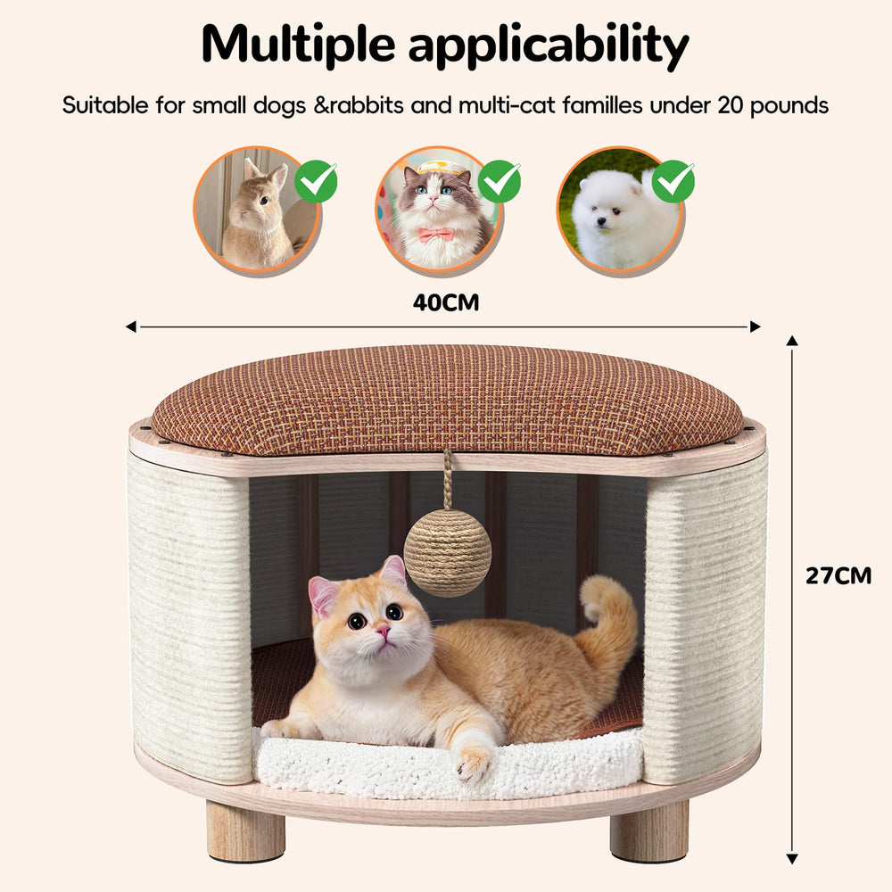 PHIXBEAR solid wood cats house stool top platform for lounging and seating comfort