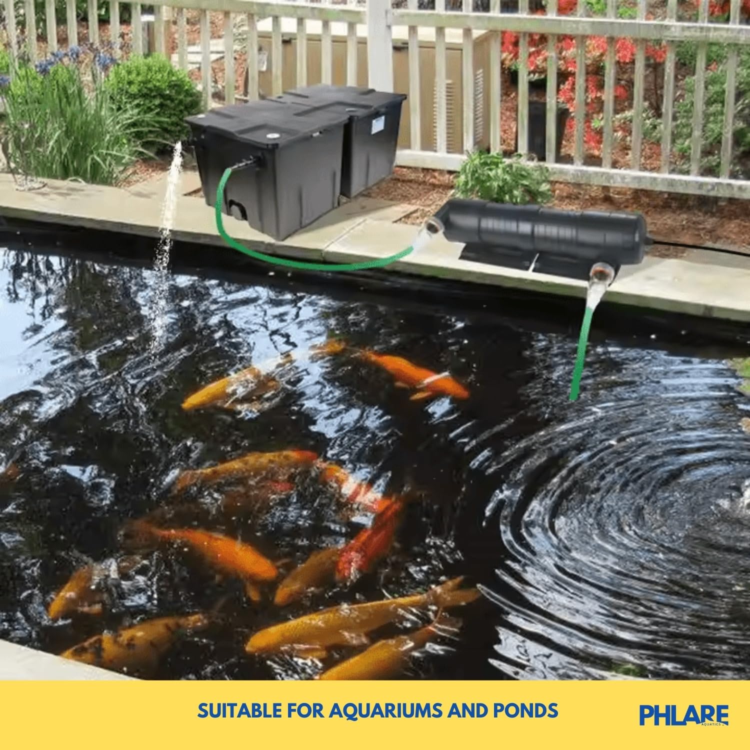 PHLARE Aquatics PUREGLOW UV external design minimizes clutter while clarifying water.