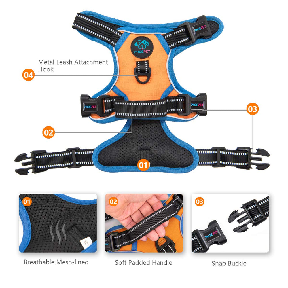 PHOEPET adjustable harness back view highlights easy on off.
