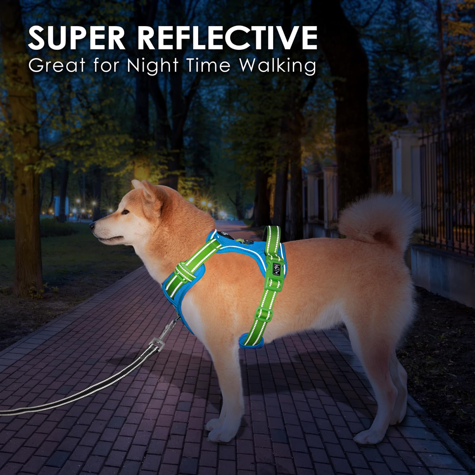 PHOEPET No Pull Harness breathable mesh lining delivers comfort with soft padding for daily walks.