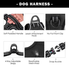 PHOEPET No Pull harness reflective material boosts night visibility.