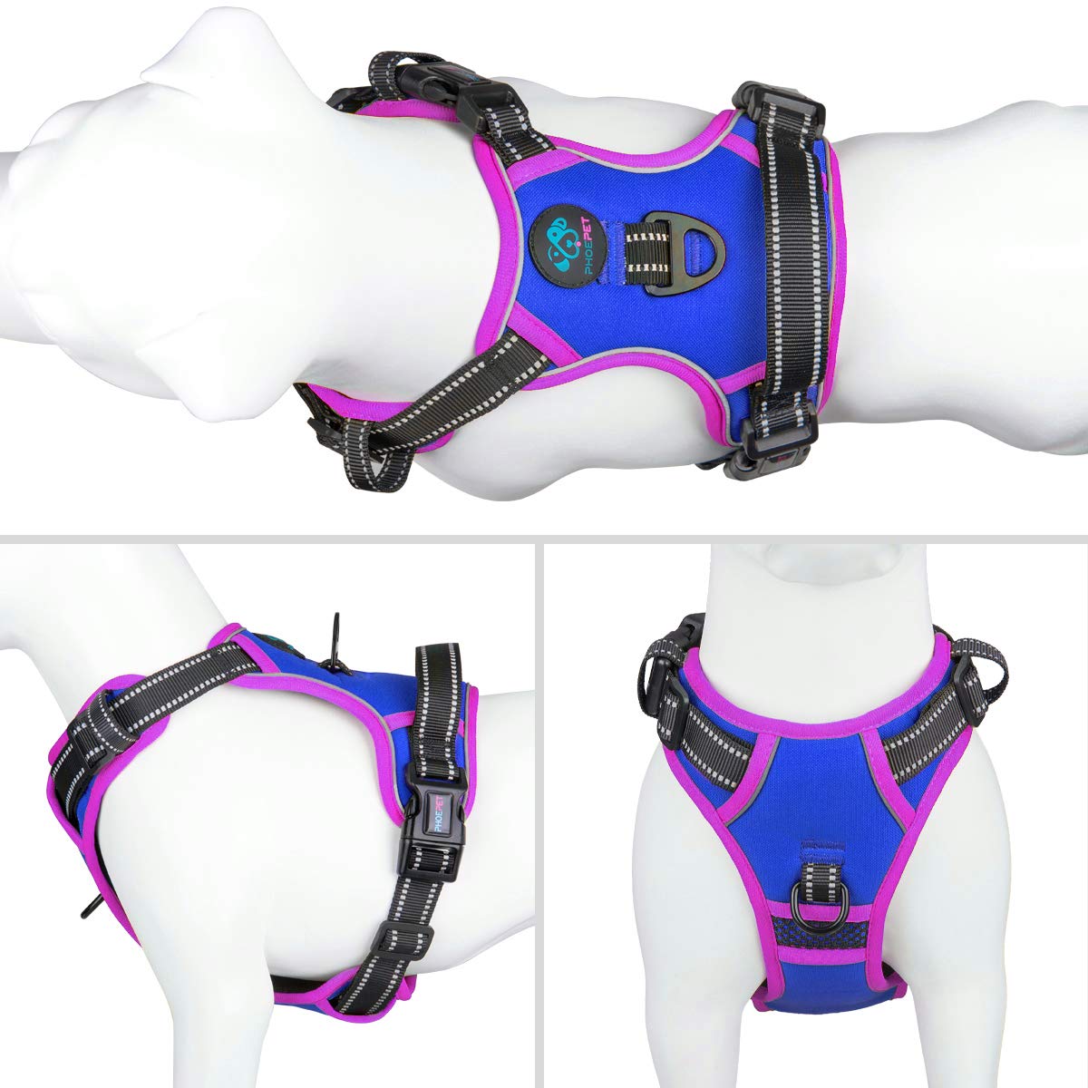 PHOEPET no-pull harness back attachment enables relaxed leash-led strolls