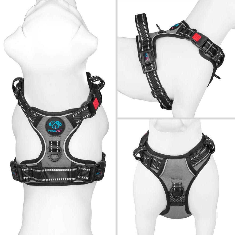 PHOEPET No Pull Harness back clip provides classic leash attachment and control.