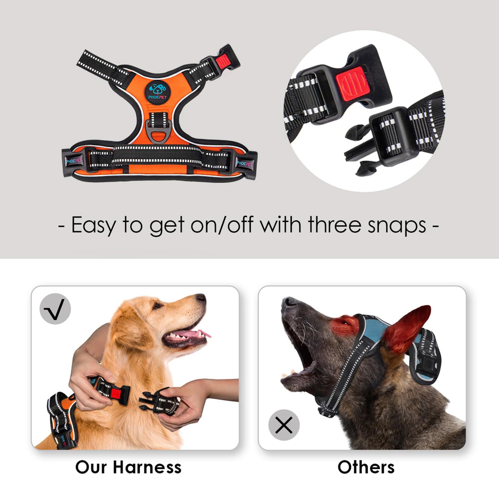 PHOEPET No Pull harness neck buckle lockable for secure fit