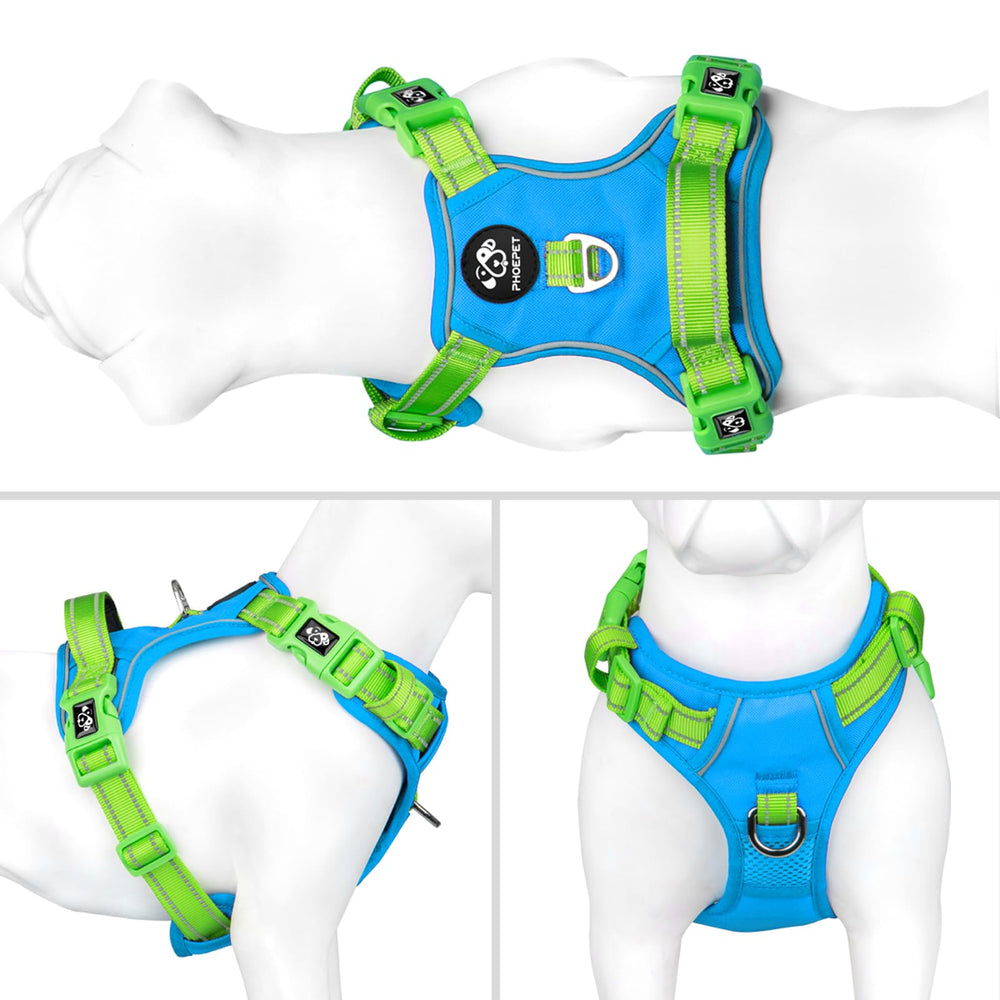 PHOEPET No Pull Harness reflective straps boost night visibility during dusk strolls.