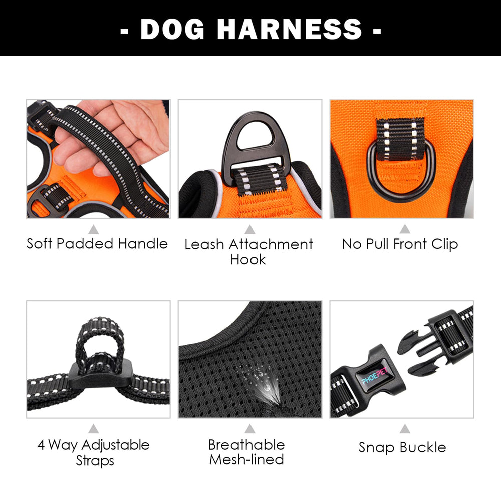 PHOEPET No Pull harness reflective material for nighttime visibility