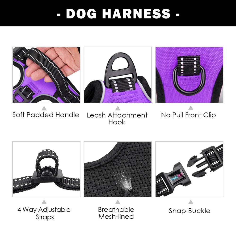 PHOEPET harness front leash loop demonstrating pull reduction during walks