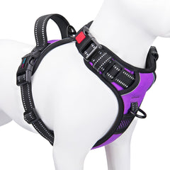 PHOEPET reflective harness front view for easy on off in large breeds
