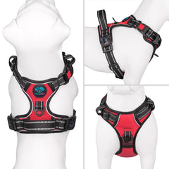 PHOEPET Reflective Harness XL red back view with handle provides secure control on walks