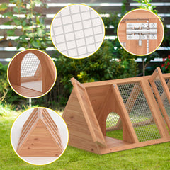 Phonjoroo triangular-roof pet coop designed for weather protection and ventilation.