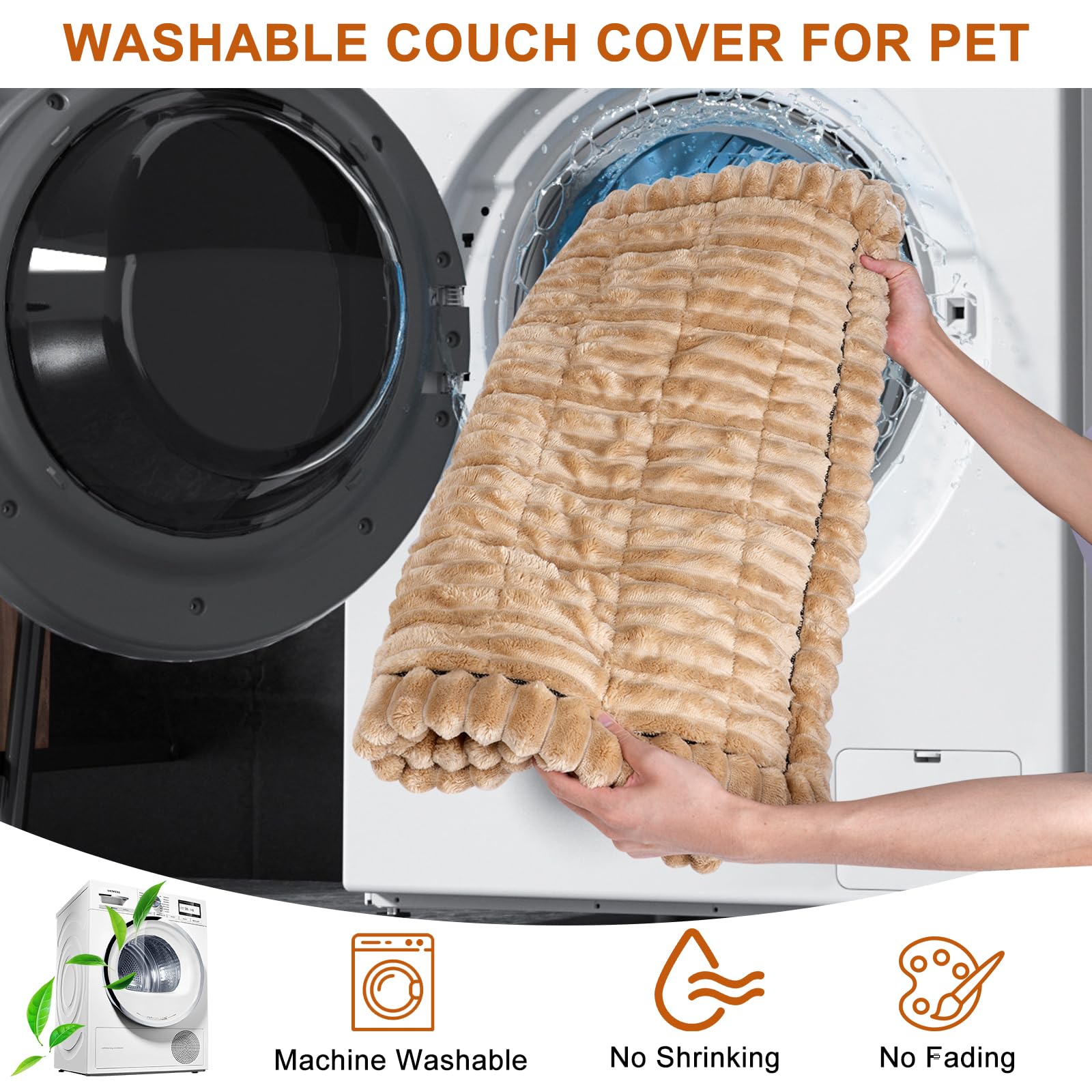 PHOPHO couch cover shows non-slip bottom keeping the sofa in place during playful moments.