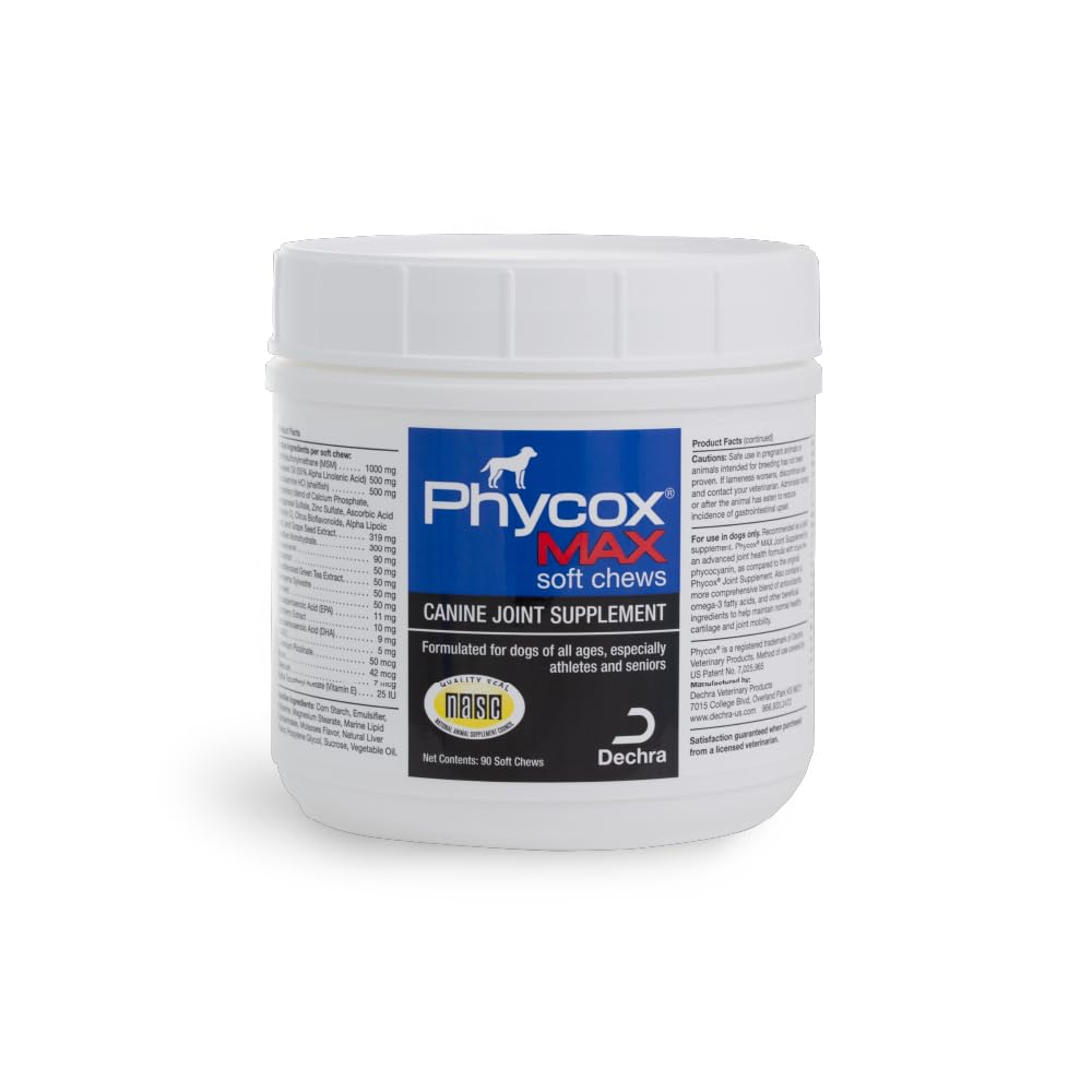 Phycox Max dog joint soft chews bottle front for easy daily joint support