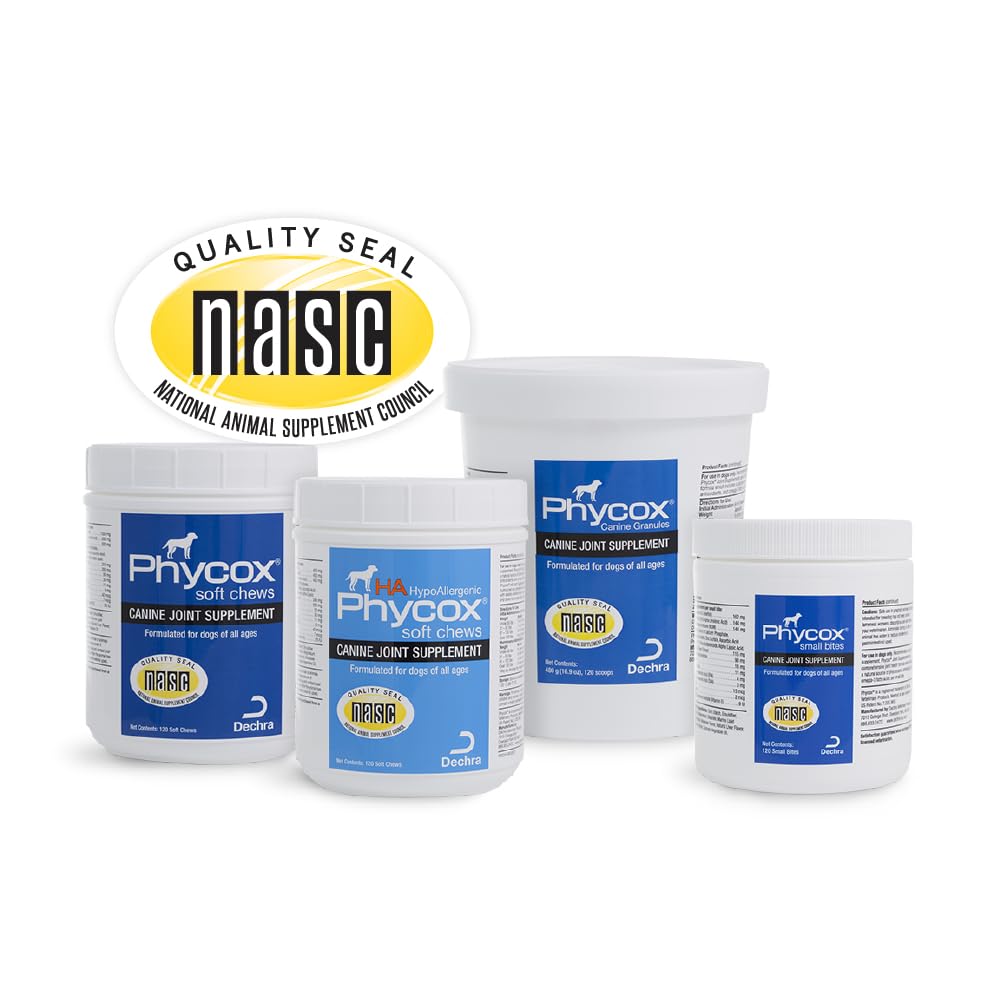 Phycox Max dog joint soft chews ingredients panel highlights omega-3 and antioxidants