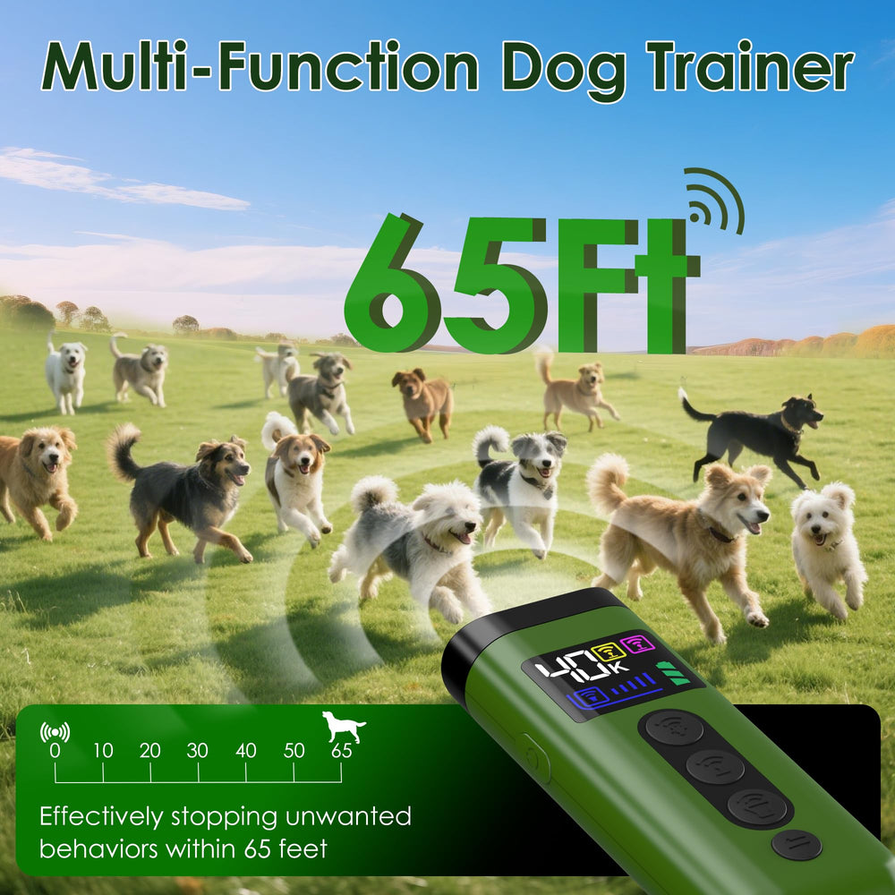 Phzibor dog bark deterrent with color display aids easy operation and mode selection.