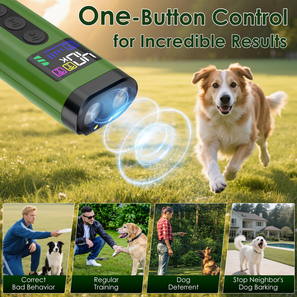 Phzibor device with safety feature briefly powers off for dog-friendly training.