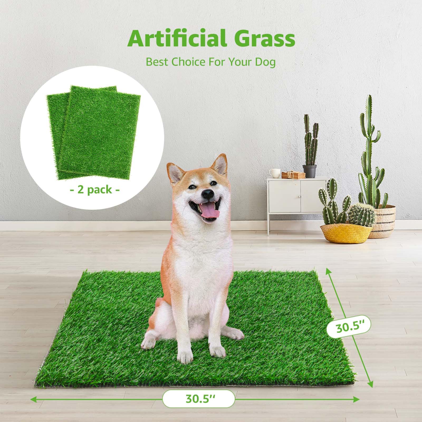 PICK FOR LIFE artificial grass potty mat for puppies, soft realistic turf
