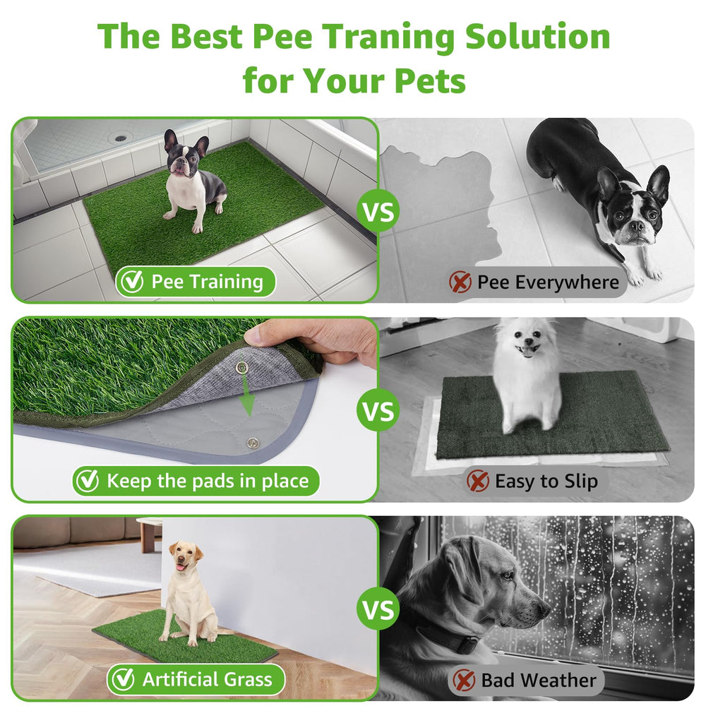 Pick For Life buckle-design dog grass mat keeps pads secure during busy days.