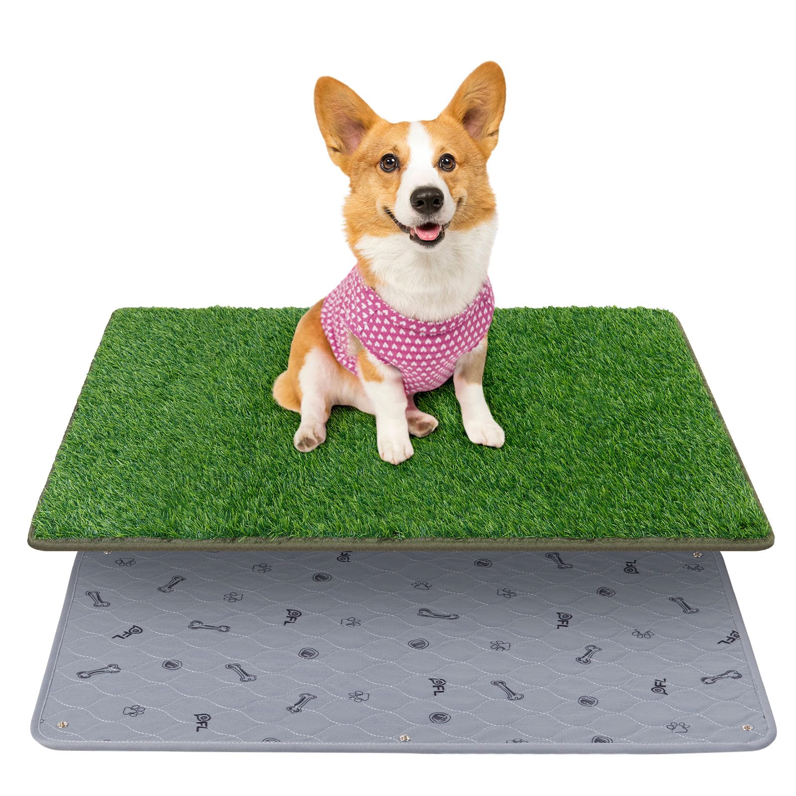 PICK FOR LIFE dog grass mat closeup shows realistic turf for easy potty training.
