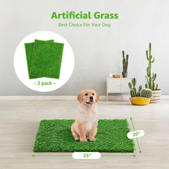 Pick For Life dog potty grass in use highlighting fast drainage and odor control.