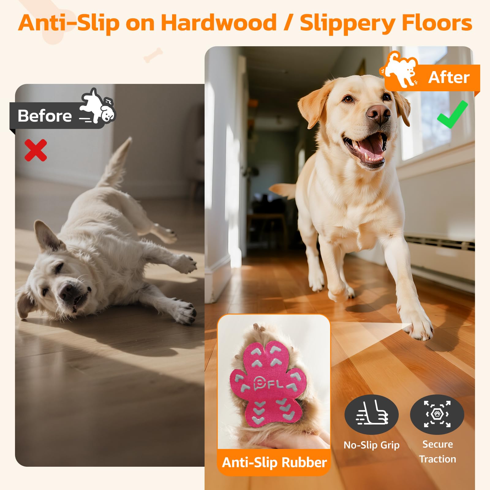 PICK FOR LIFE dog pads help dogs walk on smooth floors