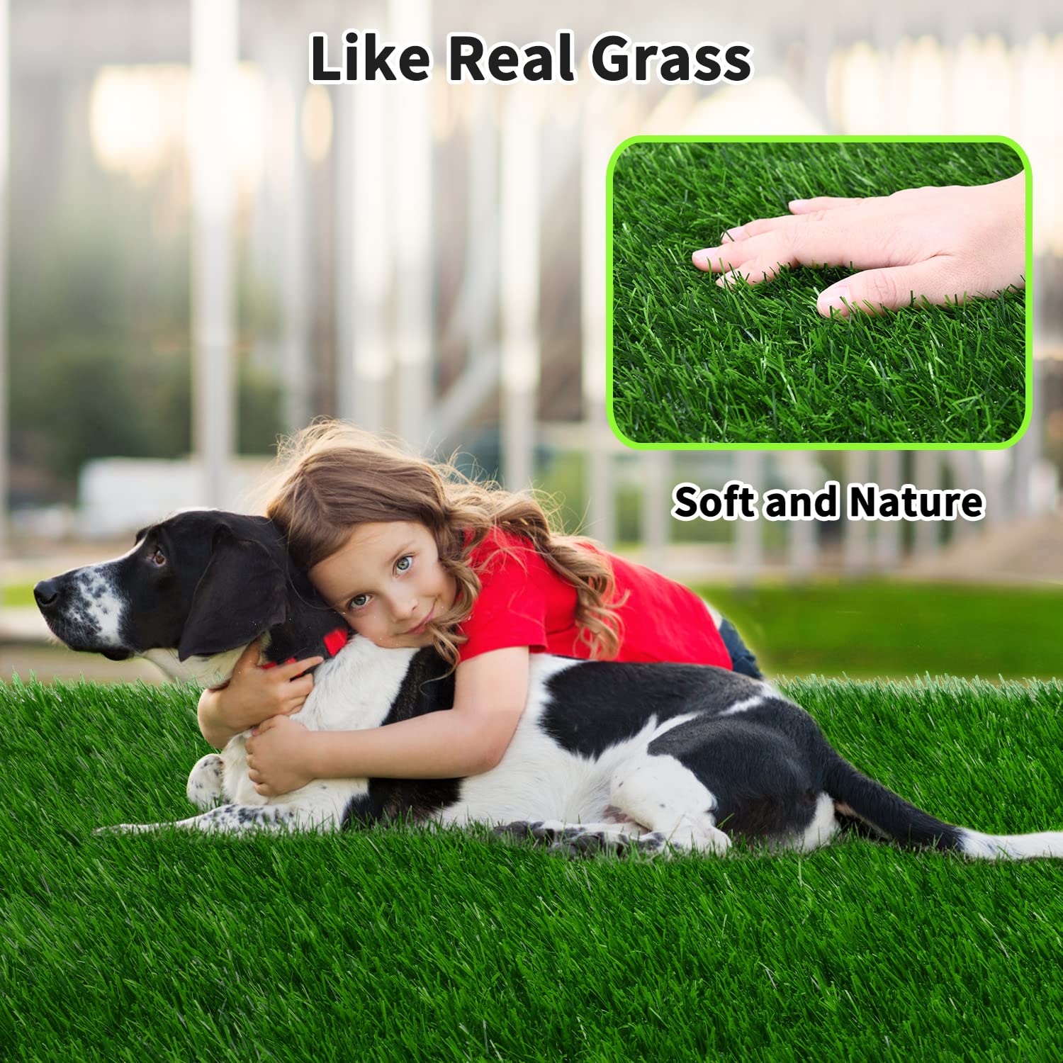 PICK FOR LIFE Grass Pad 32x48 dimension view demonstrates large potty surface.