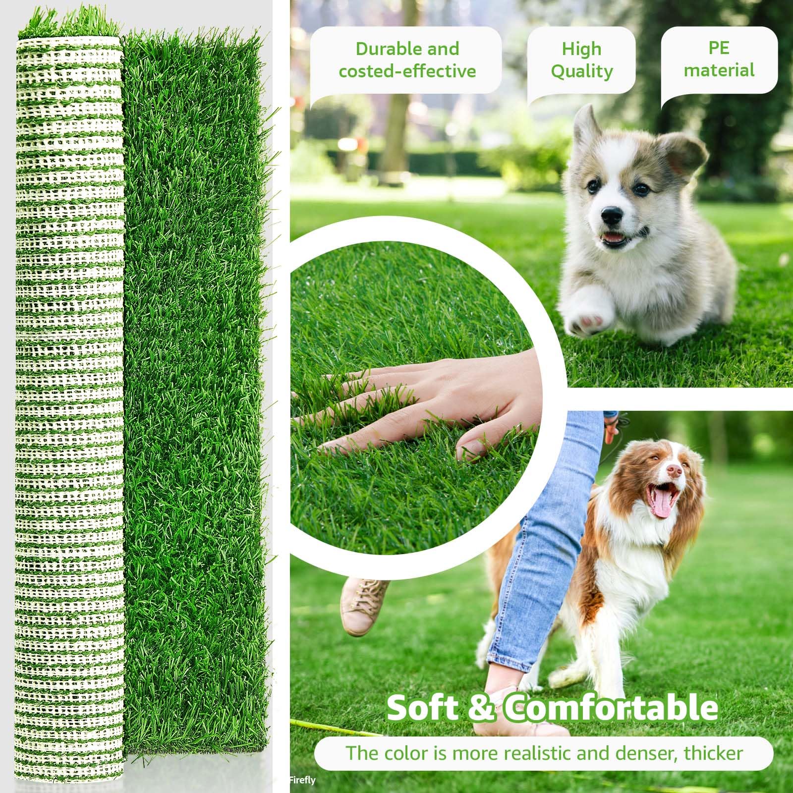 Pick For Life easy-clean pee pad turf with drainage holes dries quickly after use.