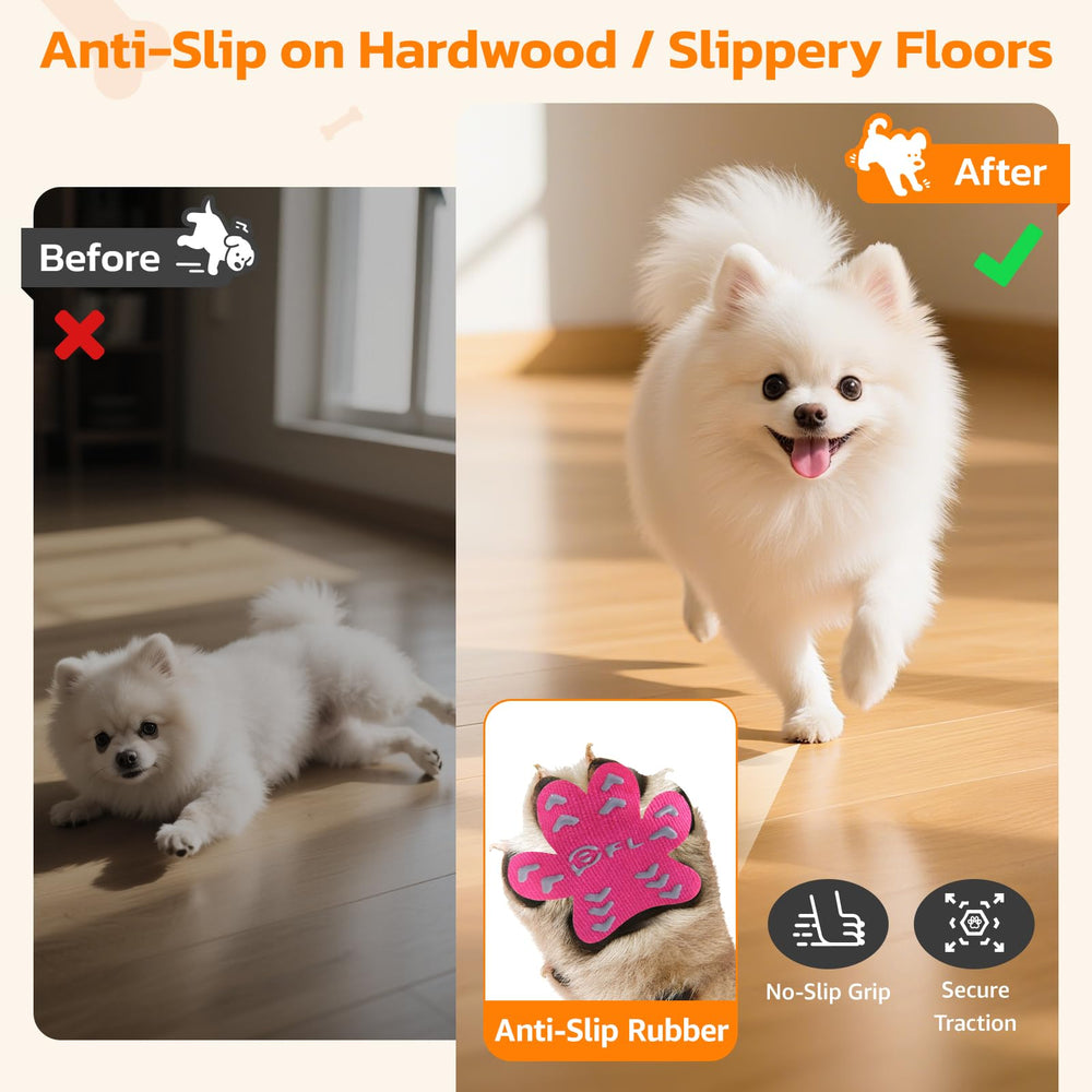 PICK FOR LIFE pink dog paw stickers showing traction on smooth surface for confident steps