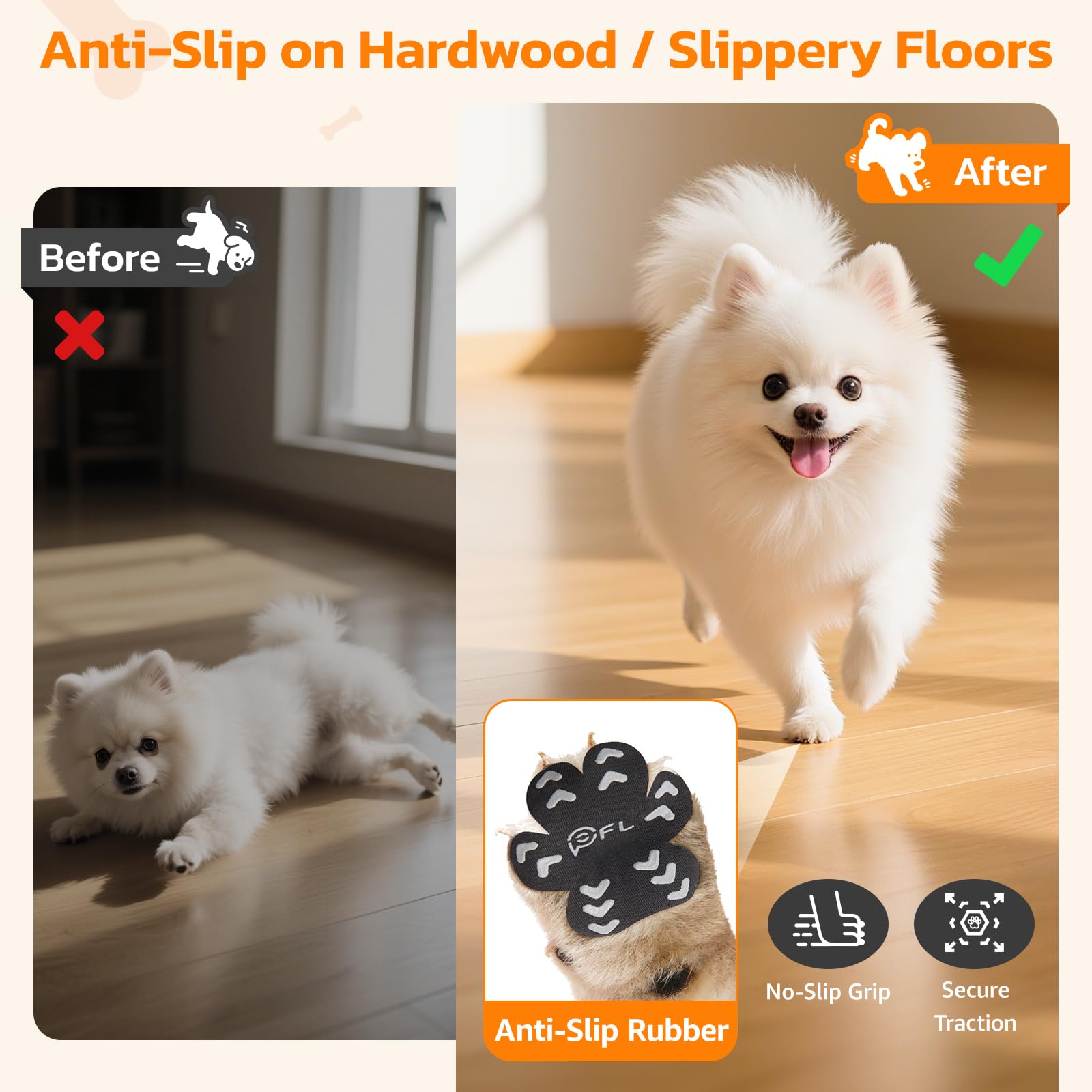 PICK FOR LIFE senior dog traction on hardwood provides steadier steps